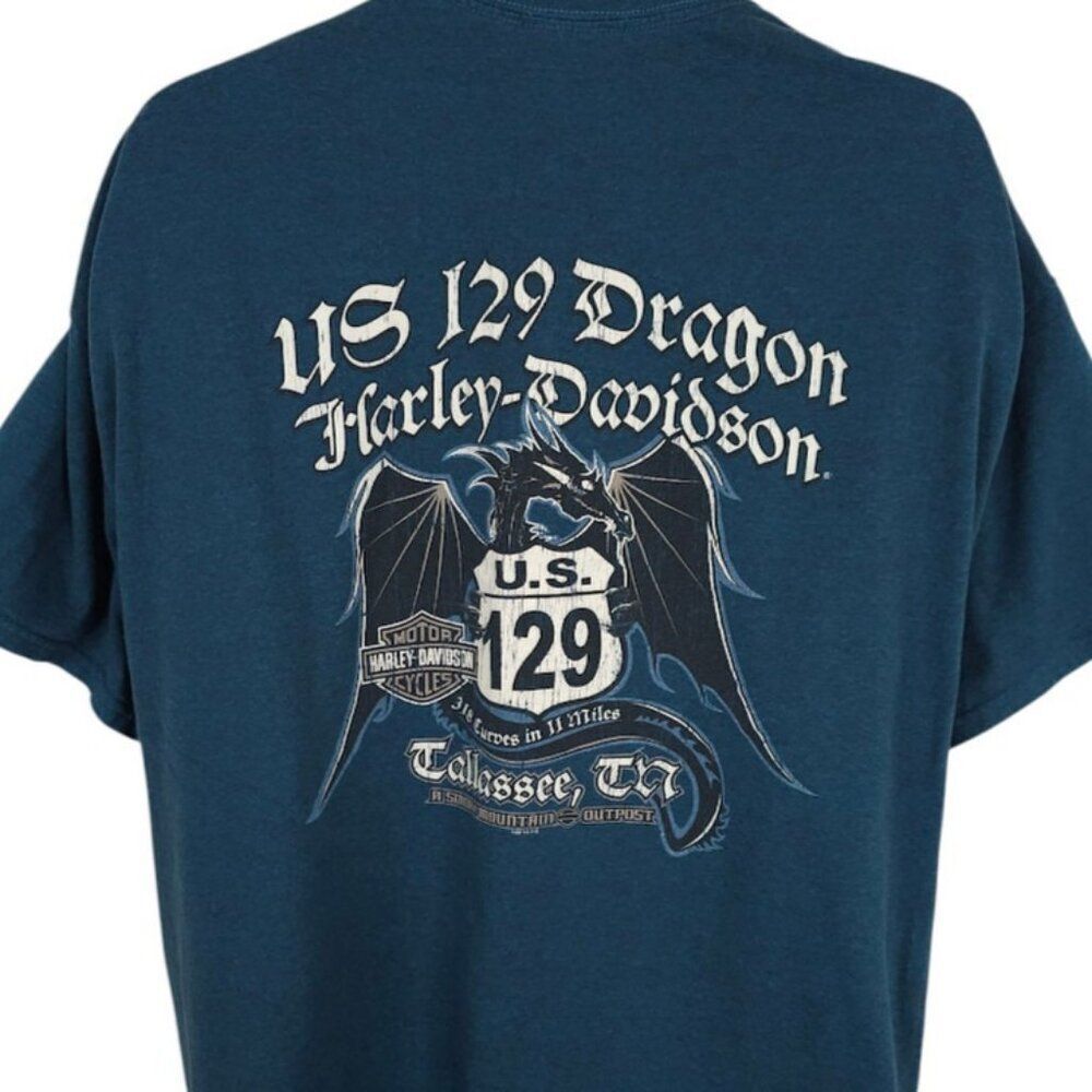 Harley Davidson T Shirt Mens Size 2XL Blue US 129 Dragon Tallassee Tennessee